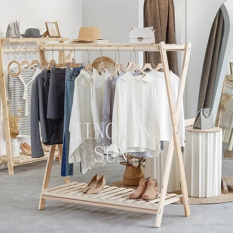 Clothing store decoration solid wood bilateral floor-to-ceiling mid-island shelf
