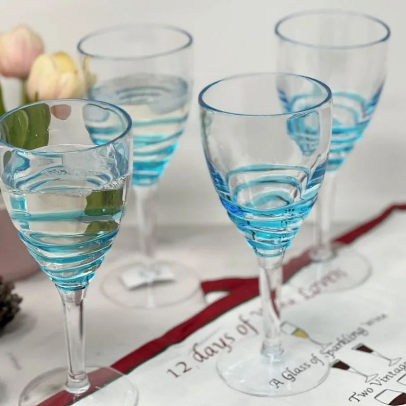 

12oz 4Pcs Swirl Unbreakable Acrylic Plastic Wine Glasses Red White Wine Cups Reusable Home Party Bar Kitchen