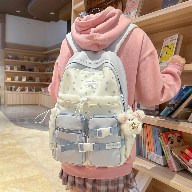 

Рюкзак большой вместимости, женский винтажный холщовый студенческий рюкзак, повседневный рюкзак для учащихся младших и старших классов в корейском стиле