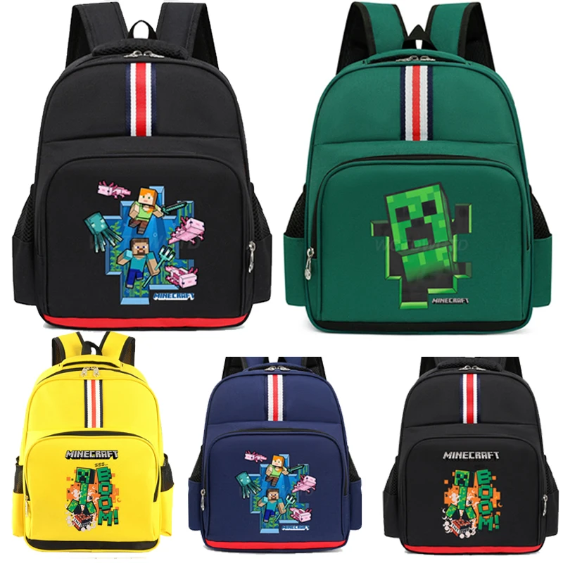 

Minecraft Backpack for Kindergarten Boys Girls Gift for Gamers Primary Student Backpack Fun Minecraft Gaming Waterproof Bookbag