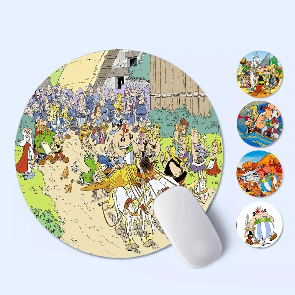 A-Asterix-ObelixES Mousepad Small Round Desktop Desk Mat Kawaii Gaming Accessories Students Writing Pad Mouse Pad for PC Gamer