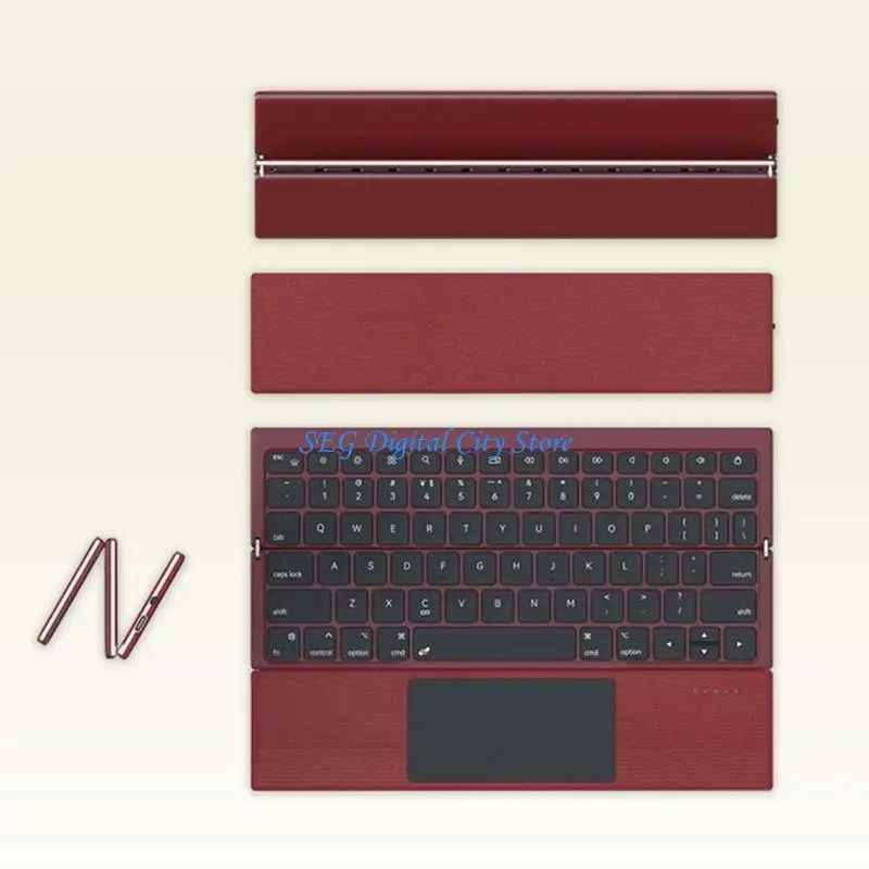 U75B Mini Portable Bluetooth-Compatible Keyboard 3 Foldable With Touch Control Trackpads for