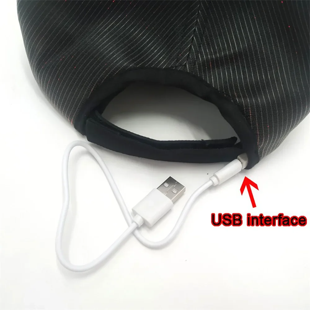 Oohmy Glasfaserkappe, LED-Hut mit 7 Farben, leuchtend leuchtende EDC-Baseballmützen, USB-Aufladung, leuchtende Kappen, Performance-LED-Kappe – Detail 6