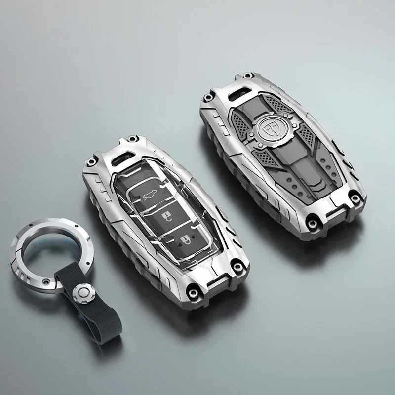 Zinc Alloy Car Key Fob Case Cover Keychain Ring For Hyundai Elantra i30 Venue Palisade Accent Santa Fe Veloster Kona