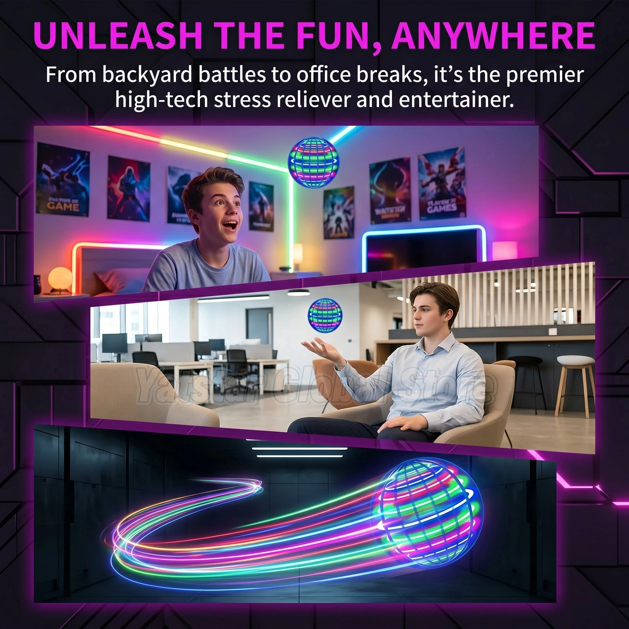 Glowing Smart Sensor Floating Ball - Magic Boomerang Flying Toys, Outdoor Sports Interactive Plaything for Adults Teens & Fun view 6