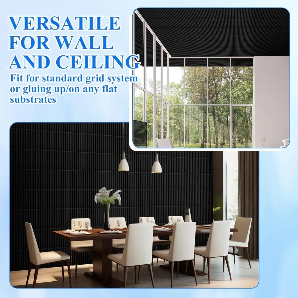 32 szt. Paneli 3D do ścian, 30 x 30 cm, PVC, karbowane, teksturowane panele, możliwość przycinania, do klejenia, dekoracyjne płytki ścienne do sufitu