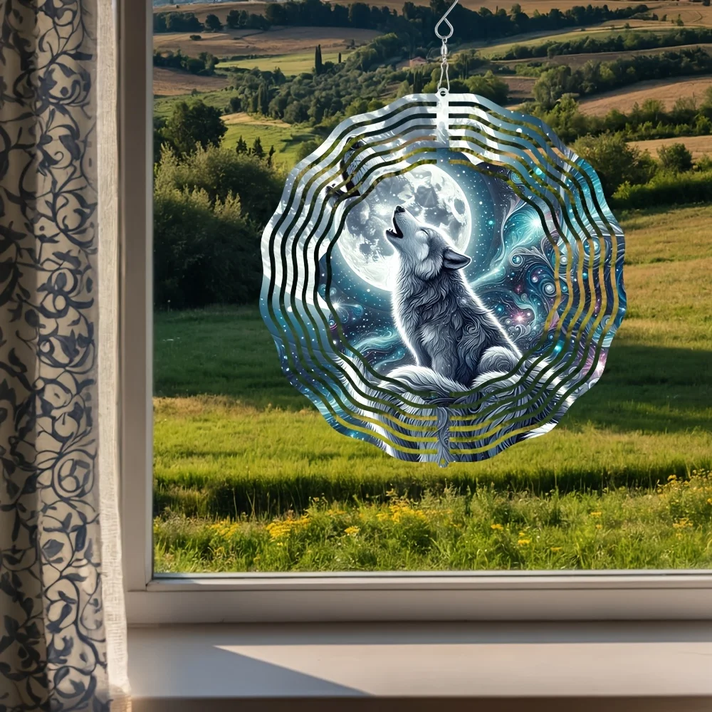 1pc a Wolf Wind Spinner,  3D Kinetic Hanging Sculpture, Perfect for Outdoor Garden Decoration, And a Distinctive Gift