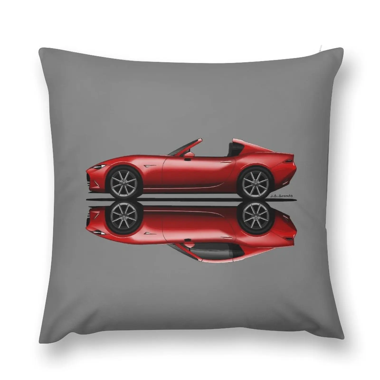 My drawing of the open and closed red open and closed RF roadster convertible Japanese sports car Throw Pillow