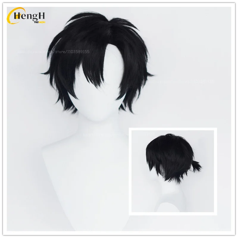 

In Stock Anime Cheng Xiaoshi Synthetic Hair Short 30cm Black Cosplay Anime Wig Charles Heat Resistant Hair Party Wigs + Wig Cap