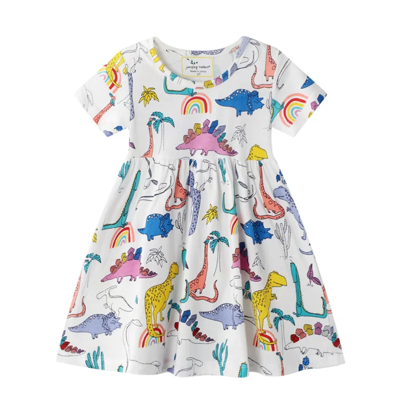 

Korea New Dinosaur Girls Clothes Summer Cotton Princess Dresses Short Sleeve Kids Dress Baby Dresses for Children Clothing 2-8Y