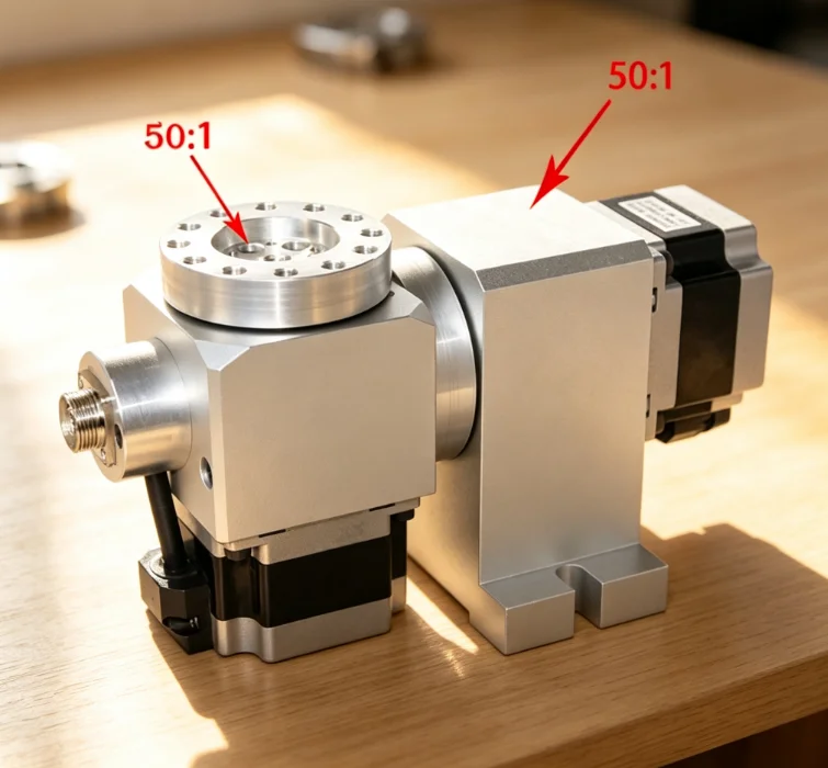 Harmonic Drive Reducer CNC 4th 5th Axis 50:1 A B Rotary Dividing Head Stepper Motor For Milling Machine