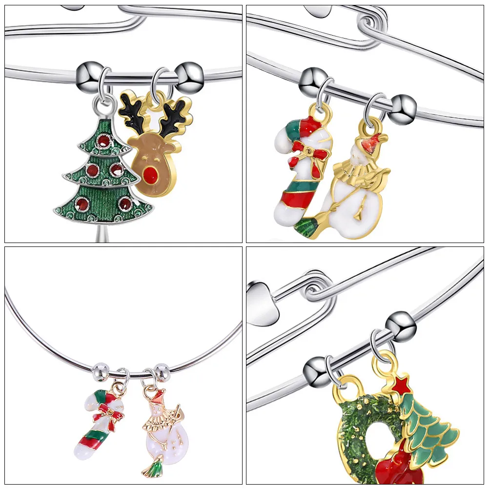 3Pcs Christmas Tree Boots Bracelets Elegant Metal Wrist Decor Festive Hand Accessory for Women Xmas Gift Festival Outfit Accent
