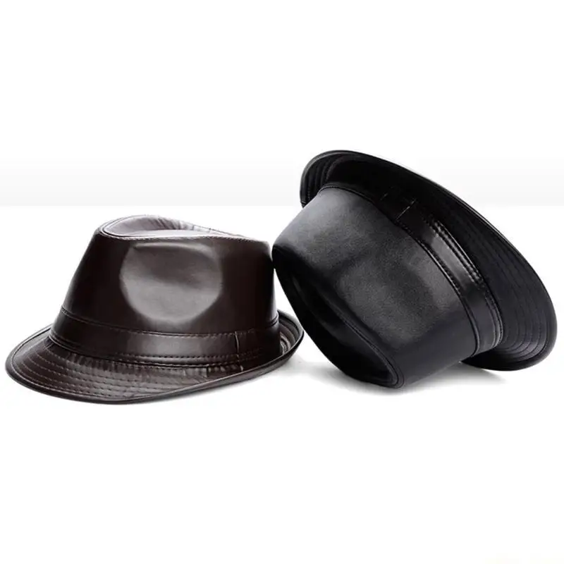31BF Gentleman Pu Hat for the Older Casual Vintage Hat Church Hat Model Show Christmas Party Taking Photos Supplies
