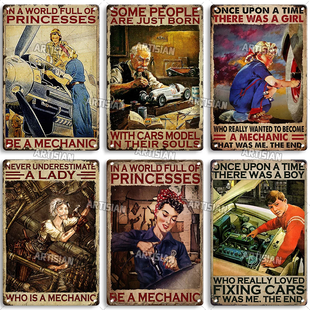 Artisian Job Mechanic Metal Sign Engineer Tin Plaque Retro Decorative Poster Wall Decor Garage Bar Pub Club Hotel Cafe Kitchen