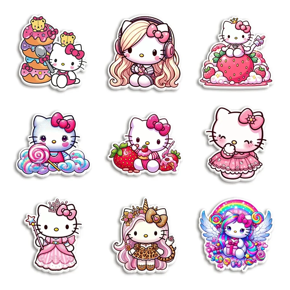 10pcs/lot Hello Kitty Sanrio Printed Resin Planar Sheet Transparent Acrylic Glitter Acrylic for Bow Center Resin Flat Back