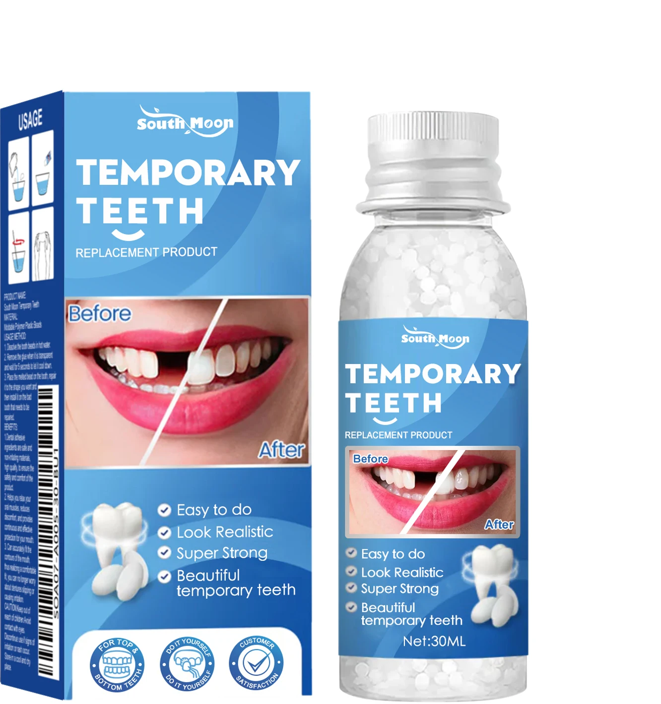 Resin Glue Tooth Repair Set Moldable Teeth Gaps Temporary Filling Material Denture Care DIY Shapeable False Teeth Solid Adhesive