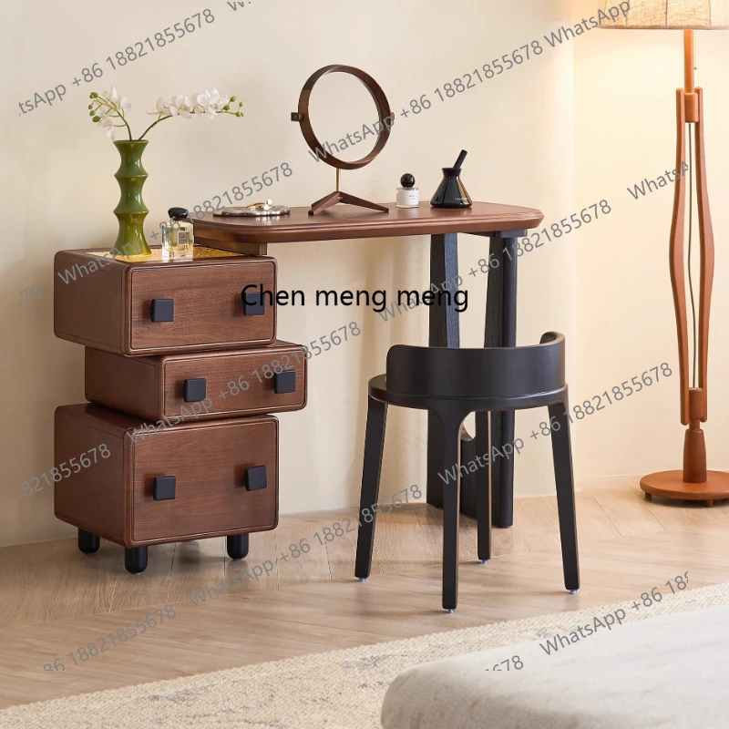 

French medieval retractable building block dresser solid wood makeup table bedside table storage