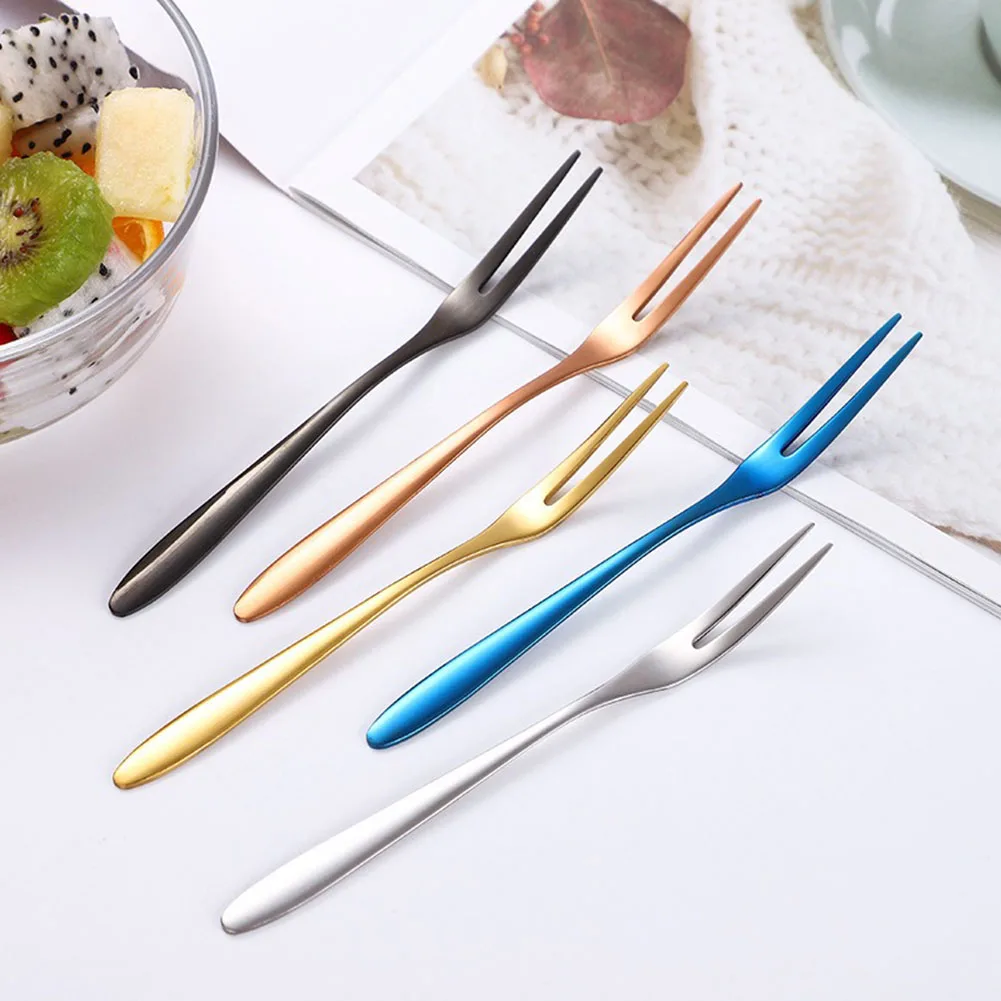 6Pcs Stainless Steel Fruit Forks Mini Food Pick Cake Desserts Sushi Snack  For Picking Up Fruits Snacks Desserts
