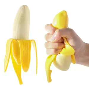 Lindas bolas de estrés de fruta blanda inquieta juguete sensorial apremiante alivio de la mano juguete anti-ani-ansiedad plátano elástico juguete lento 12 Best Banana Toy de ventas - №8