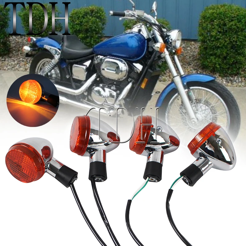 2 Pair Front Rear Blinker Lamp Turn Signal Indicator Light For Honda Shadow VT 400 750 VT750 04-07 Bullet Turn Signals E13 Emark