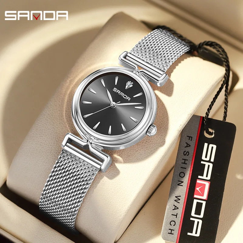 SANDA Brand Women Watches Luxury Rose Gold Female Watch Mesh Minimalist Lady Watch For Women Golden Clock Hour Gifts