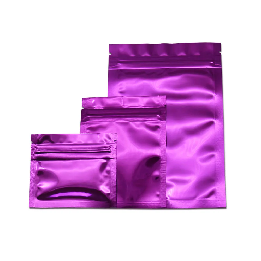 

Self Seal Plain Purple Color Aluminum Foil Bag 100pcs/lot Reclosable Zip Lock Mylar Pouches for Food Snack Gift Candy