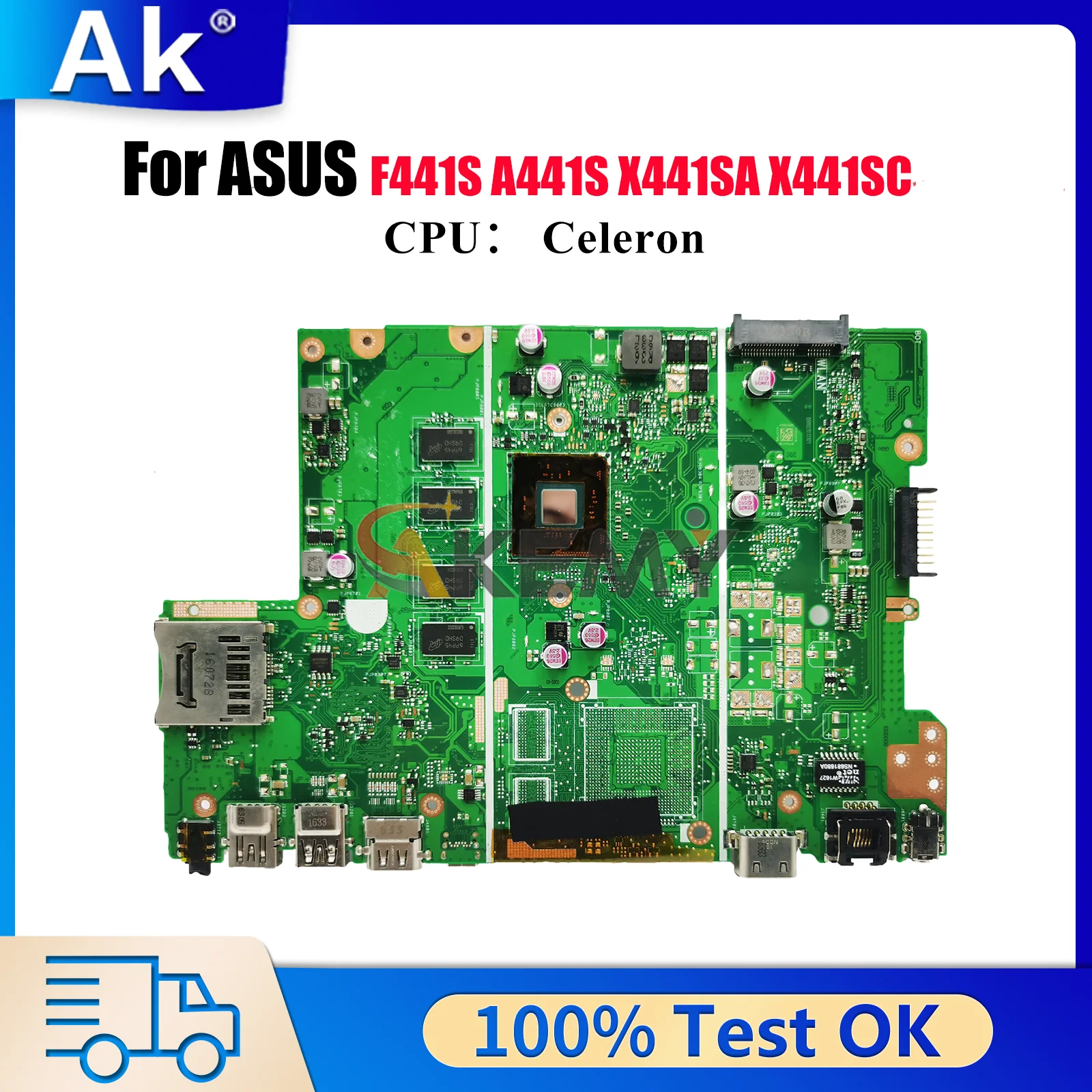 

X441SA Laptop Motherboard For ASUS VivoBook A441S F441S X441SC X441SA X441S Mainboard With Celeron CPU 100% tests OK fast ship