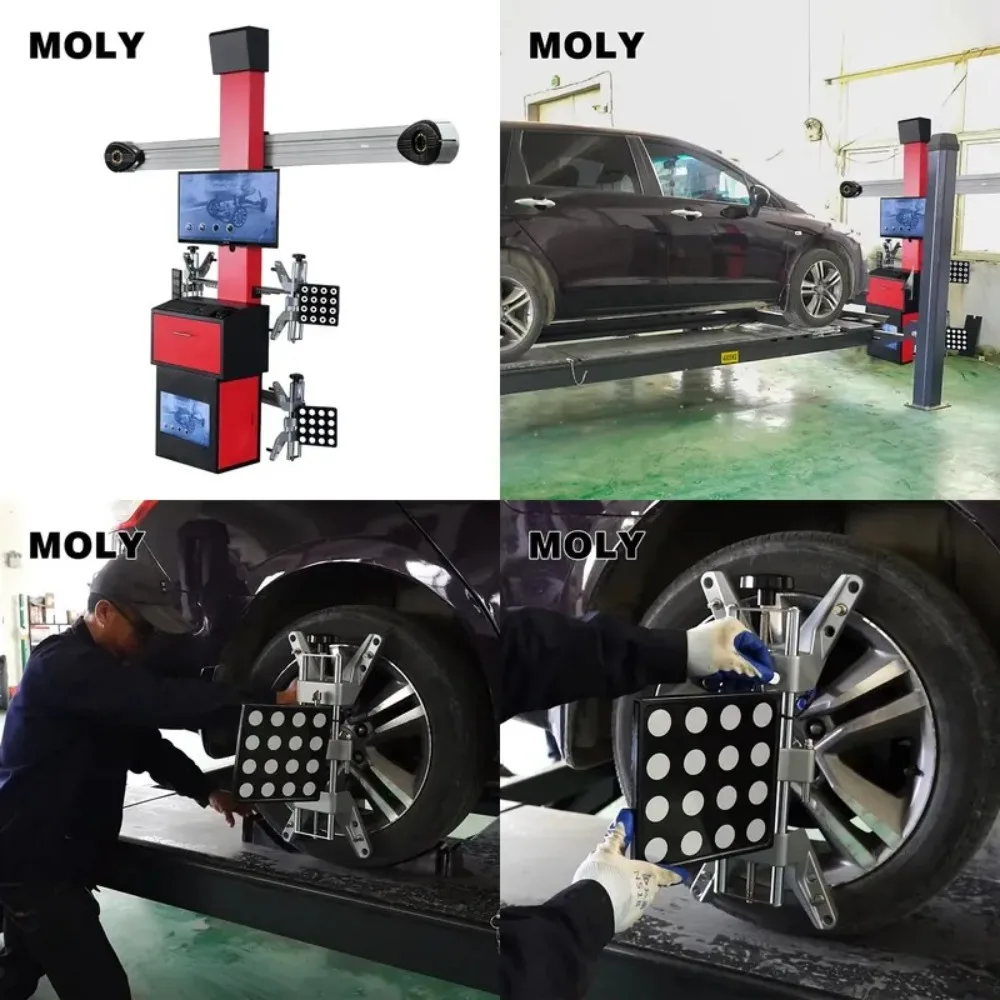 MOLY complete set of 3D wheel alignment equipment, suitable for 4-column car lift workshop equipment, with dual-screen