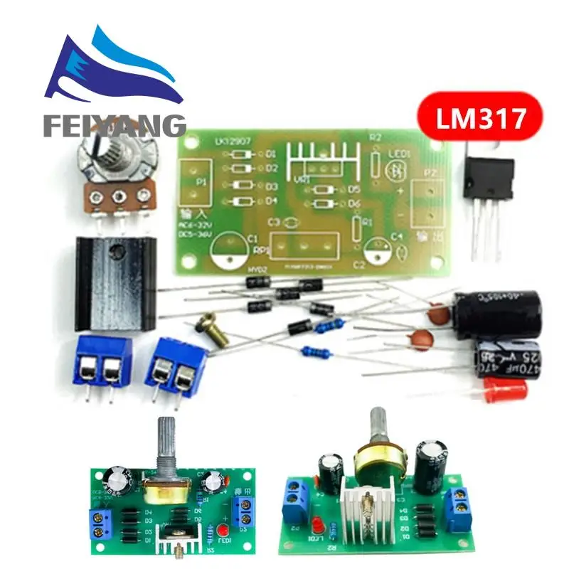 LM317 Adjustable Power Supply Kit Continuous Adjustable DC Power Supply DIY Teaching Training Parts