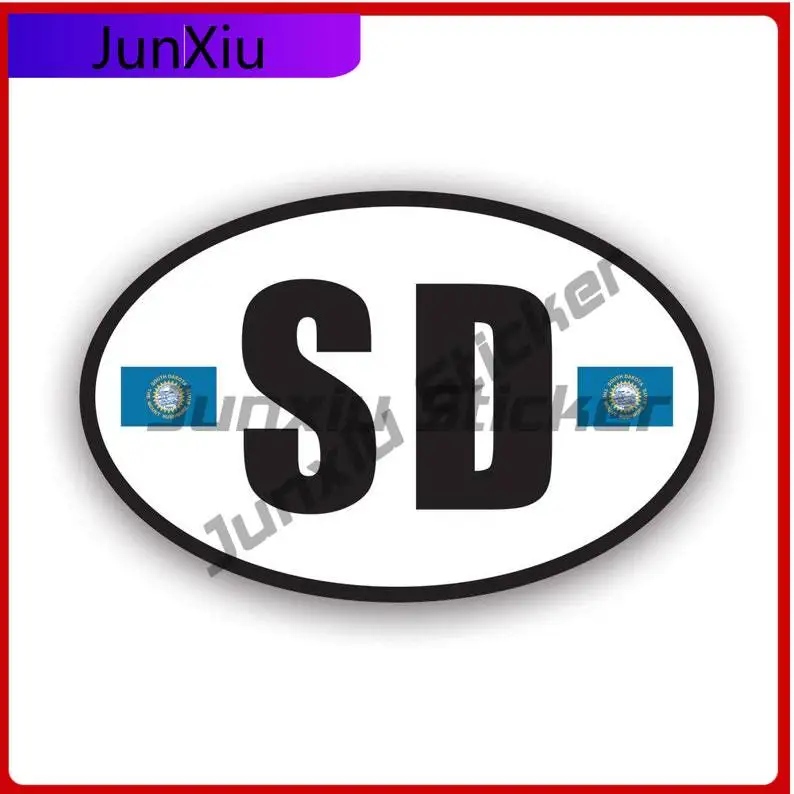 

South Dakota Flag Oval Sticker Uv Protected Decals V3 Sd Euro State Flag Patriotic Car Sticker Vinyl Decal Round Sun Protection