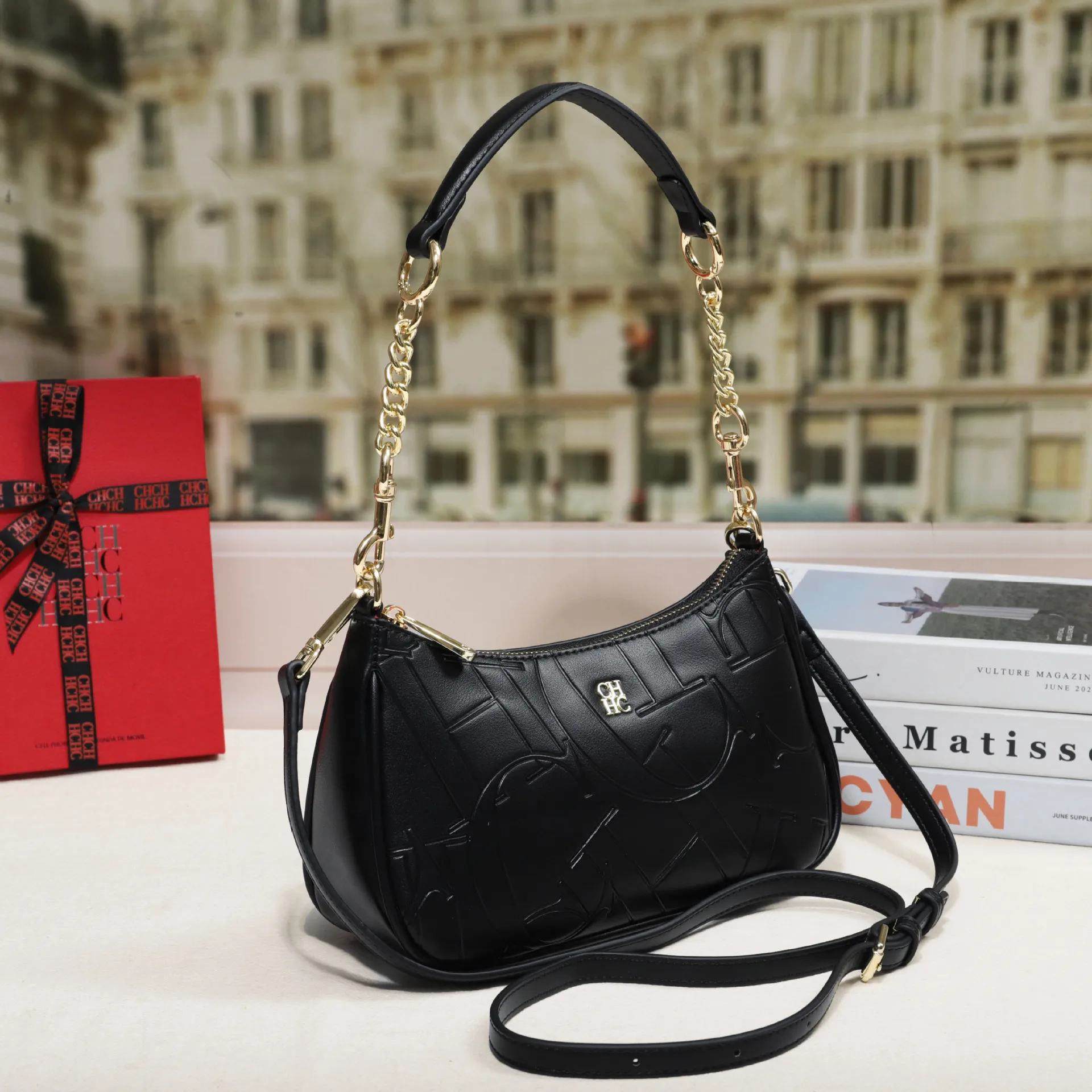2026 New CH Embossed Letter Underarm Bag Fashion Women's Shoulder Crossbody Handbag