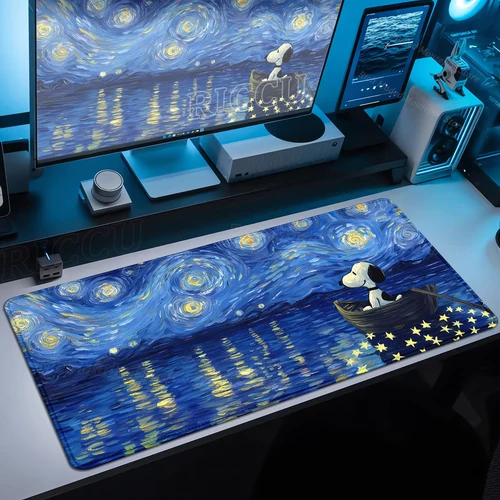 Imagen 2 del producto Alfombrilla de ratón con estampado HD de perro de dibujos animados, alfombrilla de ratón con borde de bloqueo para Gamer, XXL90x40CM, teclado, PC, gabinete, escritorio