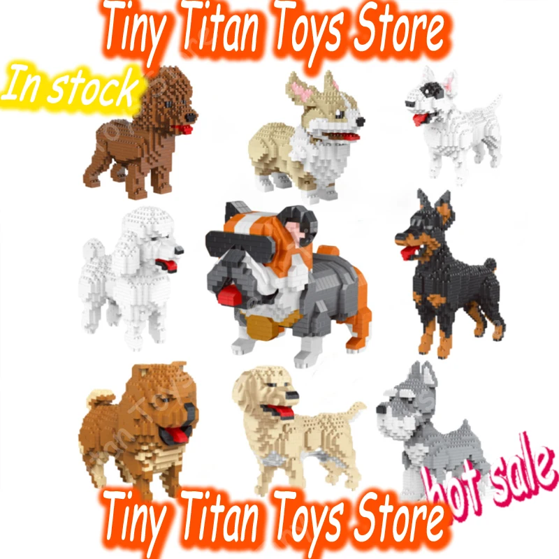 

Zhipin Pet Dog Micro Particle Building Blocks Schnauzer Bulldog Corgi Poodle Doberman DIY Assembly Kit For Dog Lovers Home Decor