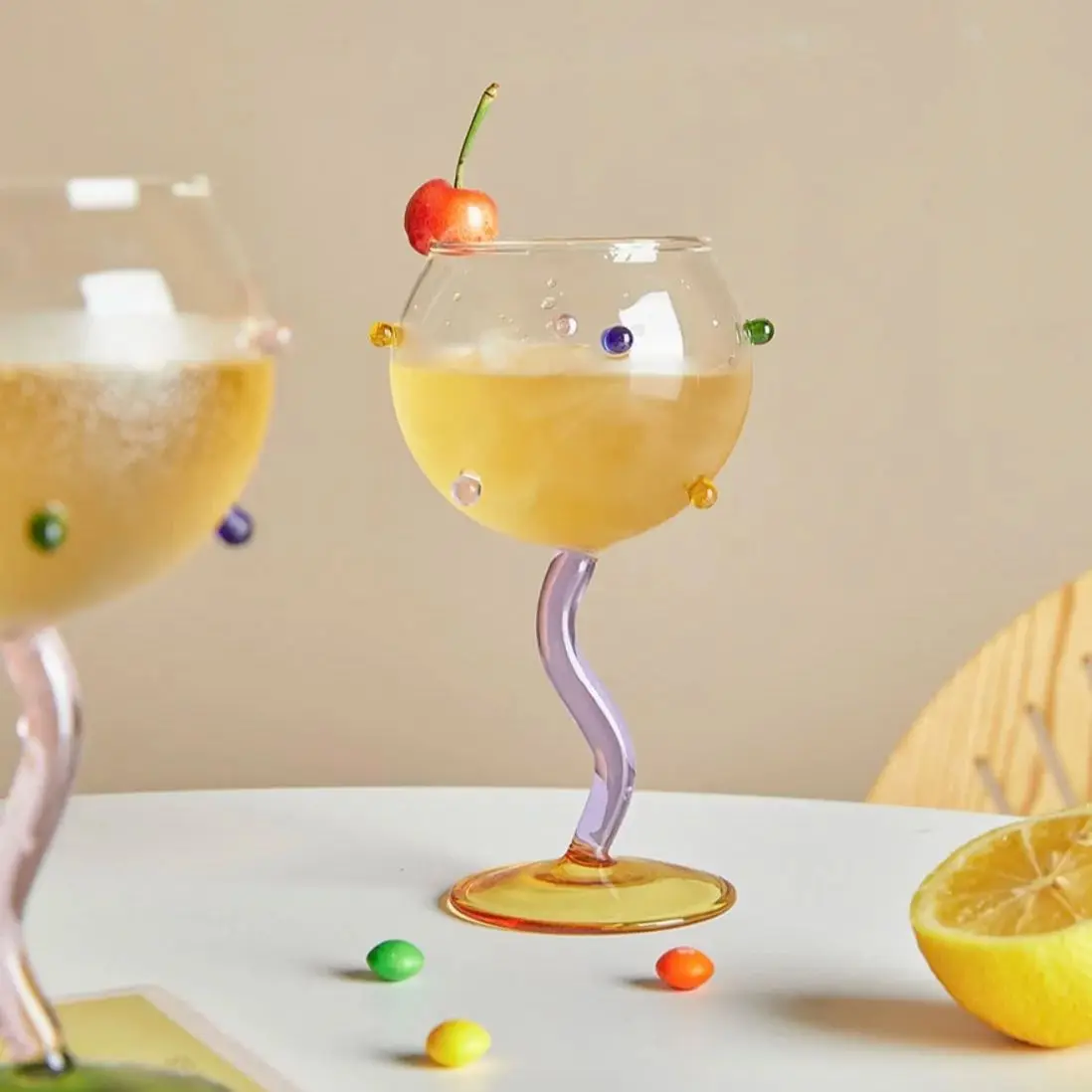 Colored Stone Gem Glass High Borosilicate Goblet  Heat-resistant  Cocktail Champagne
