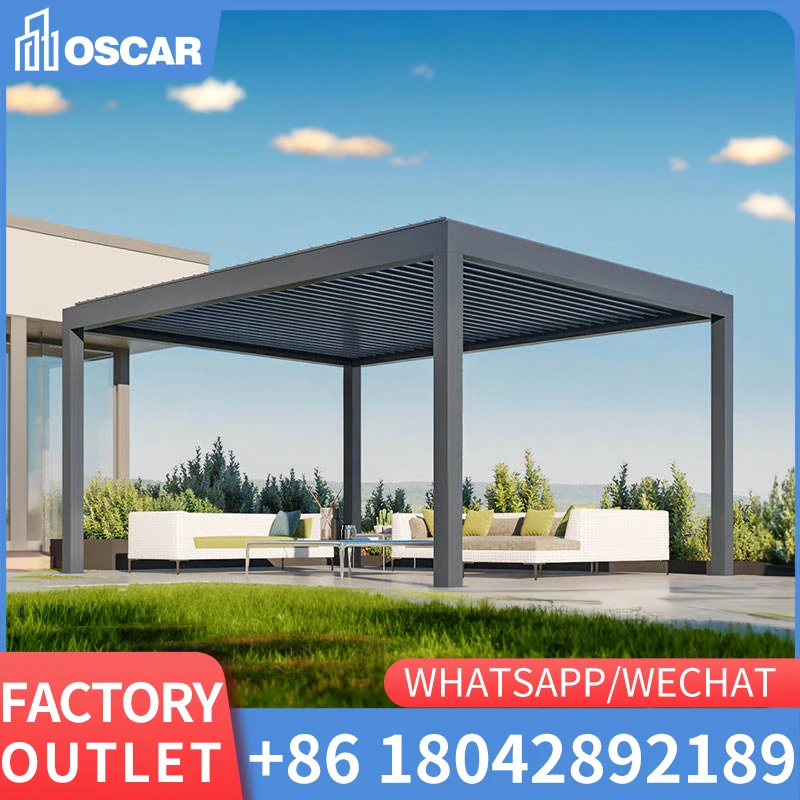 

Motorized Modern Luxury Alum Waterproof Roof Customized Electric Pergola 20 X 20 For Outside