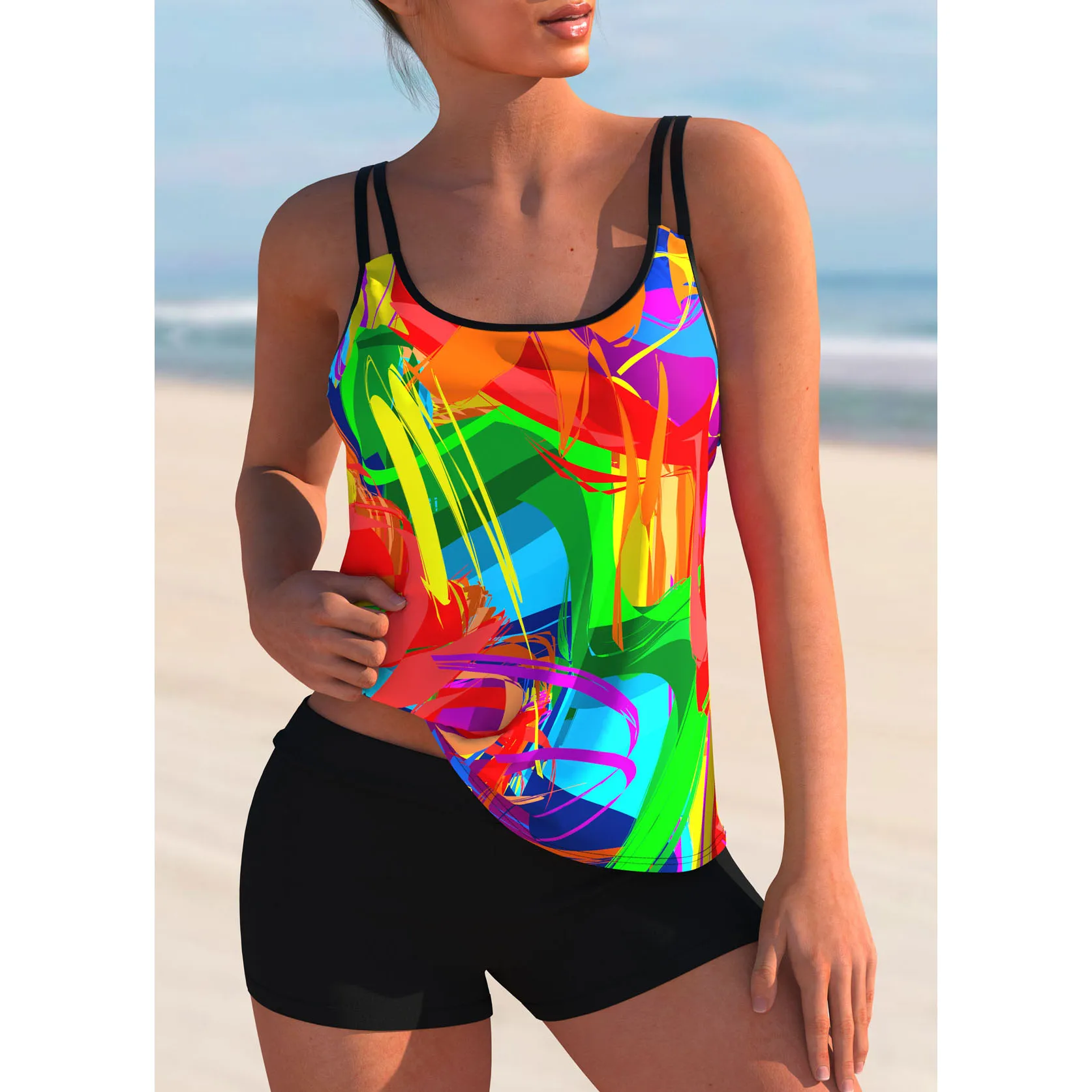 2023 Nieuwe Dames Sexy Badmode Fashion Print Zwemmen Tankini Monokini Badmode Tweedelige Zomer Losse Maat Strandkleding