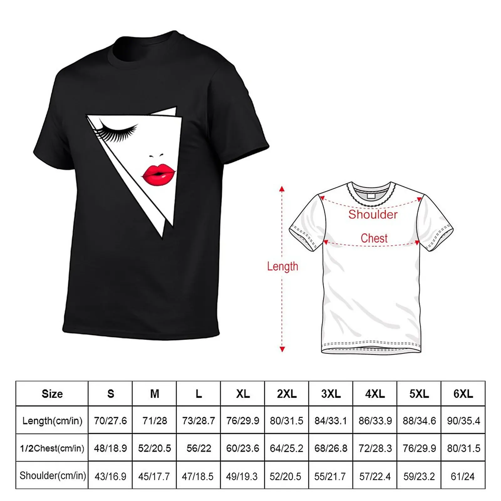 Lips and Lashes Geometric T-Shirt Short sleeve Blouse mens cotton t shirts