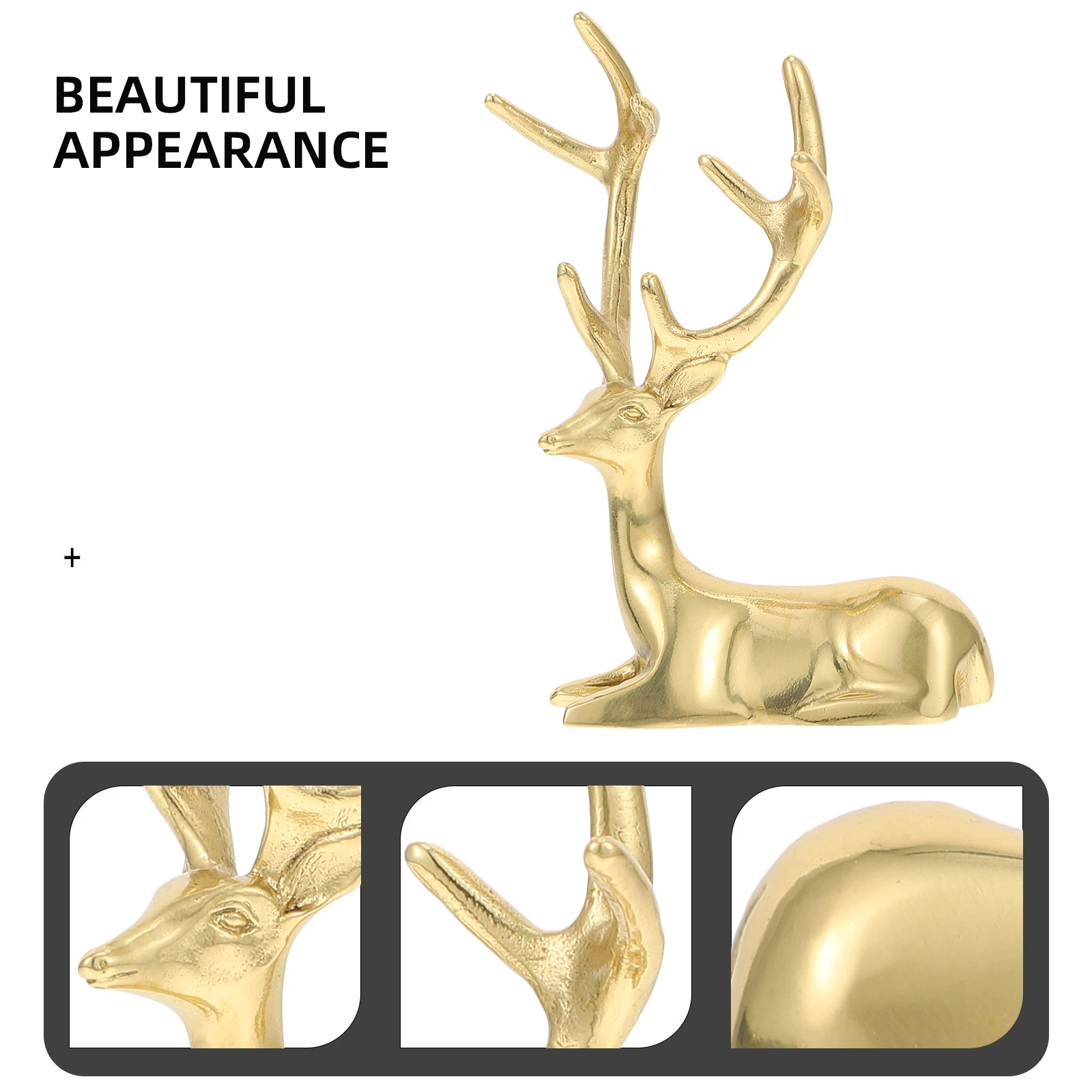 

1pc Sika Deer Copper Figurine Gift Idea Deer Figurine Desktop Statue Copper Animal Model Home Decor