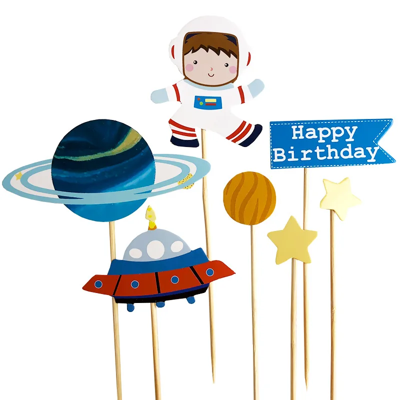 Outer Space Theme Cake Topper Space Planet Astronaut Cake Decoration For Birthday Party Decorations Kids Gifts Baby Shower