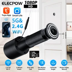 Elecpow tuya wifi olho mágico câmera da porta 1080p 2.4g & 5g inteligente pir detecção de movimento visor da porta sem bateria funciona com corrente contínua