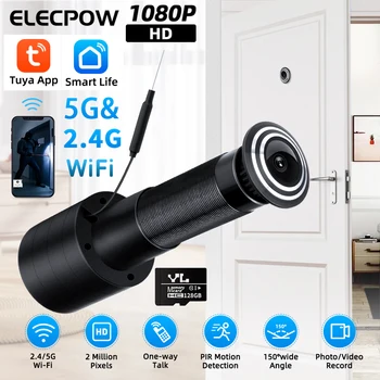Elecpow Tuya Wifi kamera drzwiowa z wizjerem 1080P 2.4G i 5G inteligentne wykrywanie ruchu PIR wizjer do drzwi bez baterii praca z prądem stałym