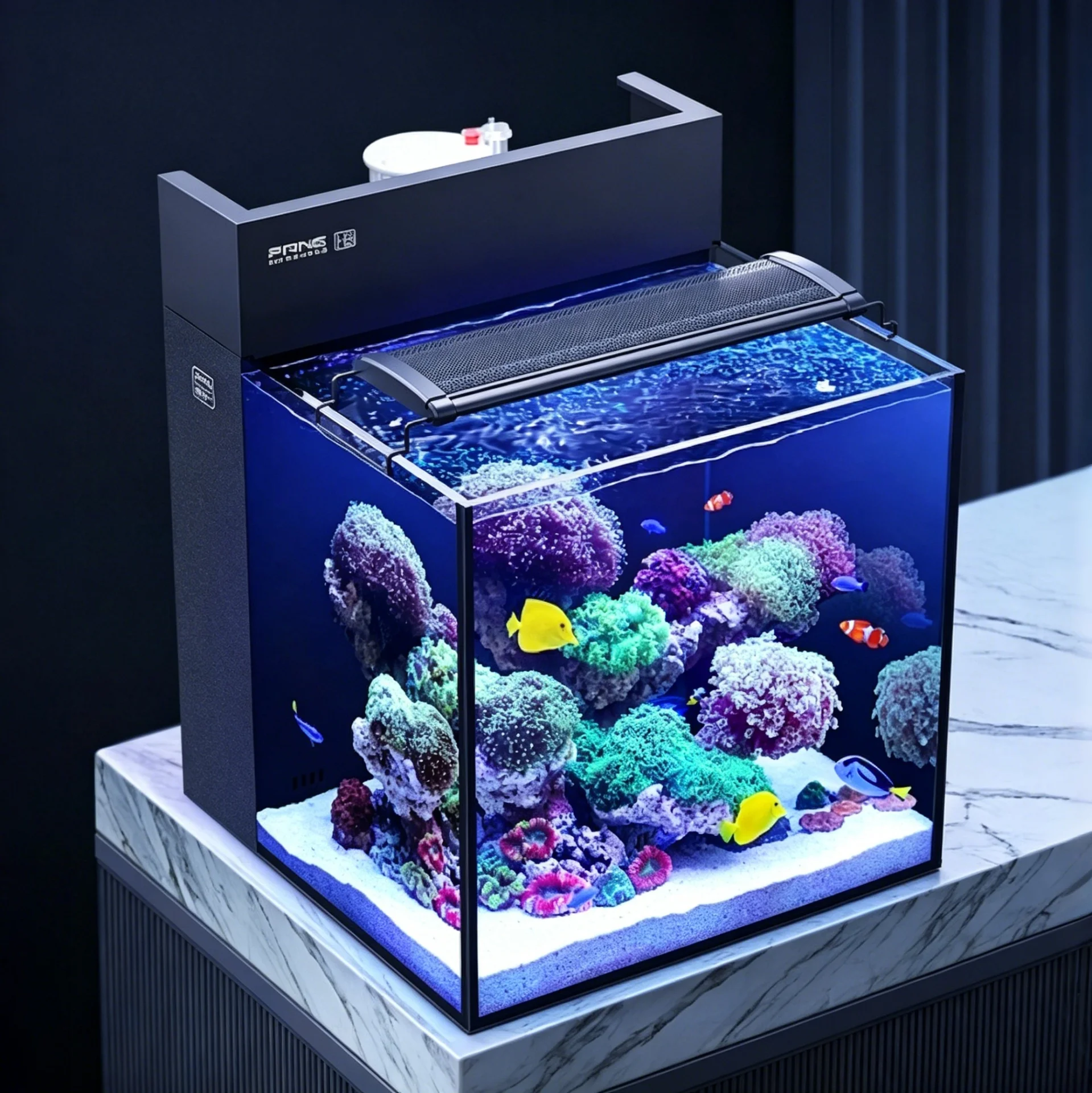 Marine Aquarium Saltwater Tank Coral Fish Tank HB Series Back Filter Complete Set Ultra Clear Glass Desktop Aquarium