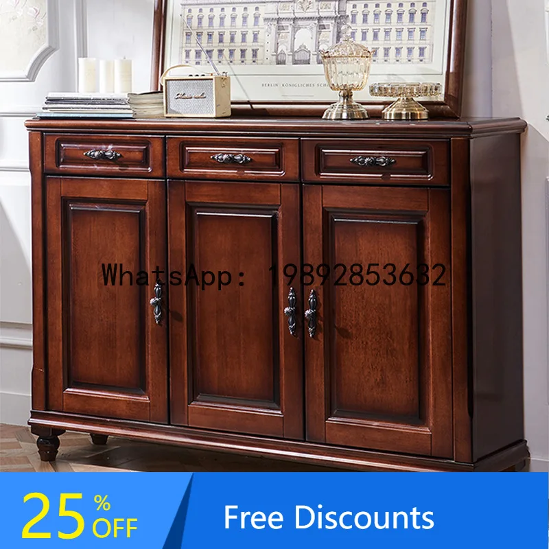 CZ  Solid Wood Shoe Cabinet Three/ Two-Door Storage Cabinet Retro Multi-Functional Home Entrance Large Capacity Storage Cabinet