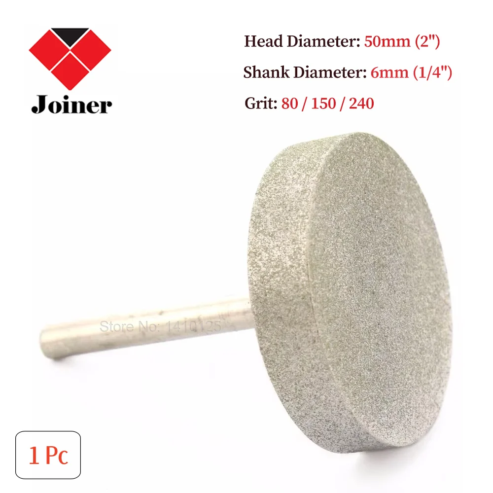 50mm Cylinder Diamond Grinding Head Coated Cylindrical Burr Bits Mounted Points Shank 6mm Lapidary Tools for Stone Gemstone Jade