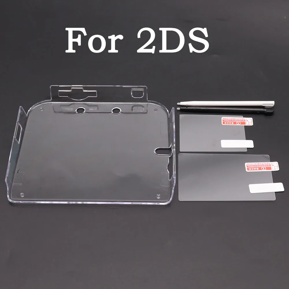 For 2DS New 2DS 3DS XL LL Clear Split Shell Transparent Protective Cover Case Screen Film LCD Screen Protector