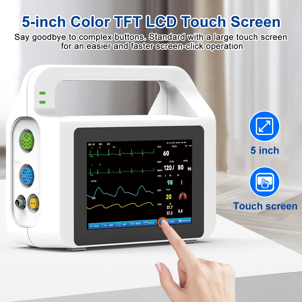 Resoxy Portable Multi-parameter Medical Monitor With Touch Screen ECG RESP NIBP TEMP HR Ambulance