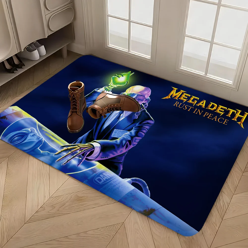 Heavy Metal Rock Roll Music Megadeths Floor Mat INS Style Soft Bedroom Floor House Laundry Room Mat Anti-skid Household Carpets