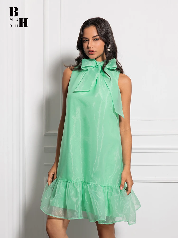 휴일 귀엽고 예쁜 미니 드레스 여성 의류 섹시하고 아름다운 리본 밴디지 러플 짧은 드레스 여성 파티 프롬 드레스 휴가용