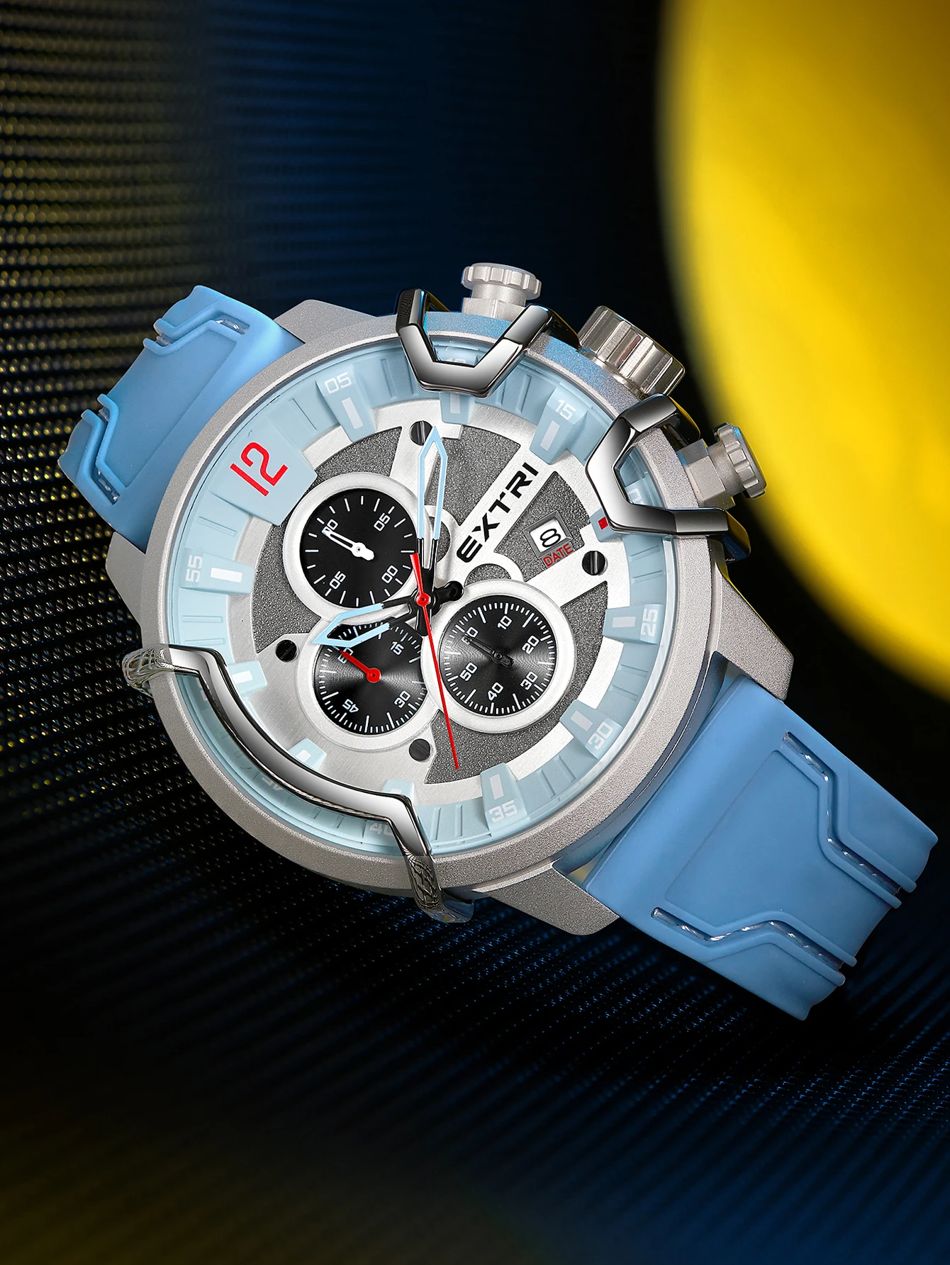 Extri Brand New Rubber Silicone Strap Big Size Male Chronos Men Unique Sport Fashion Watches With Metal Box Free Shiping