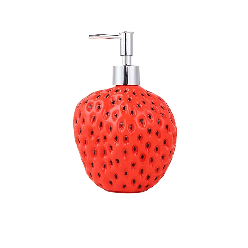 Empty Pump Bottle Refillable Strawberry Shape Soap Shampoo Dispenser Bathroom Lotion Containers for Kitchen Shower